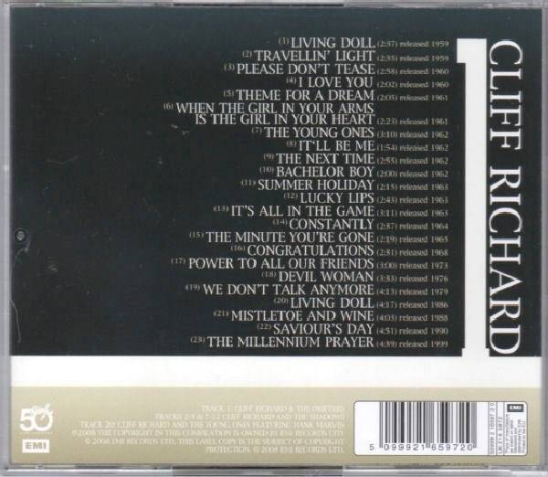 Cliff Richard The Hits Number Ones Around The World : Back